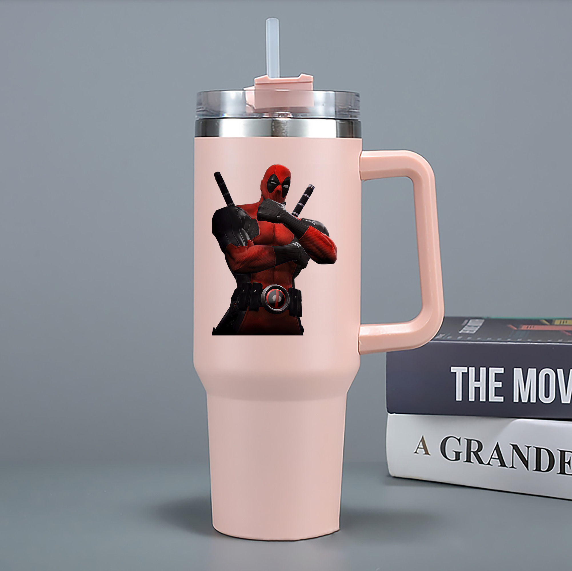 （画像用） Deadpool デッドプール 1200mL車用タンブラー - クリスタルステッカー（プラスチックストロー付き）